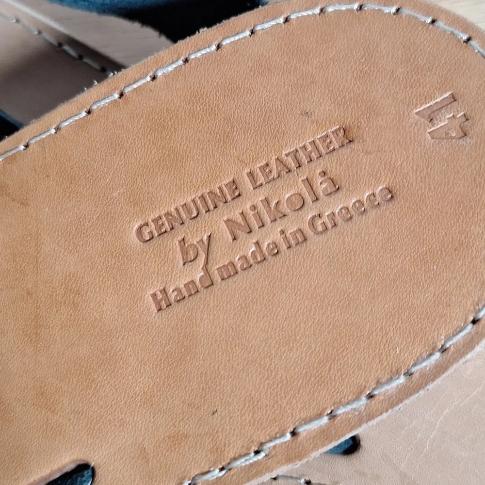 leather thong sandals with leather sole. Made in Grecia
